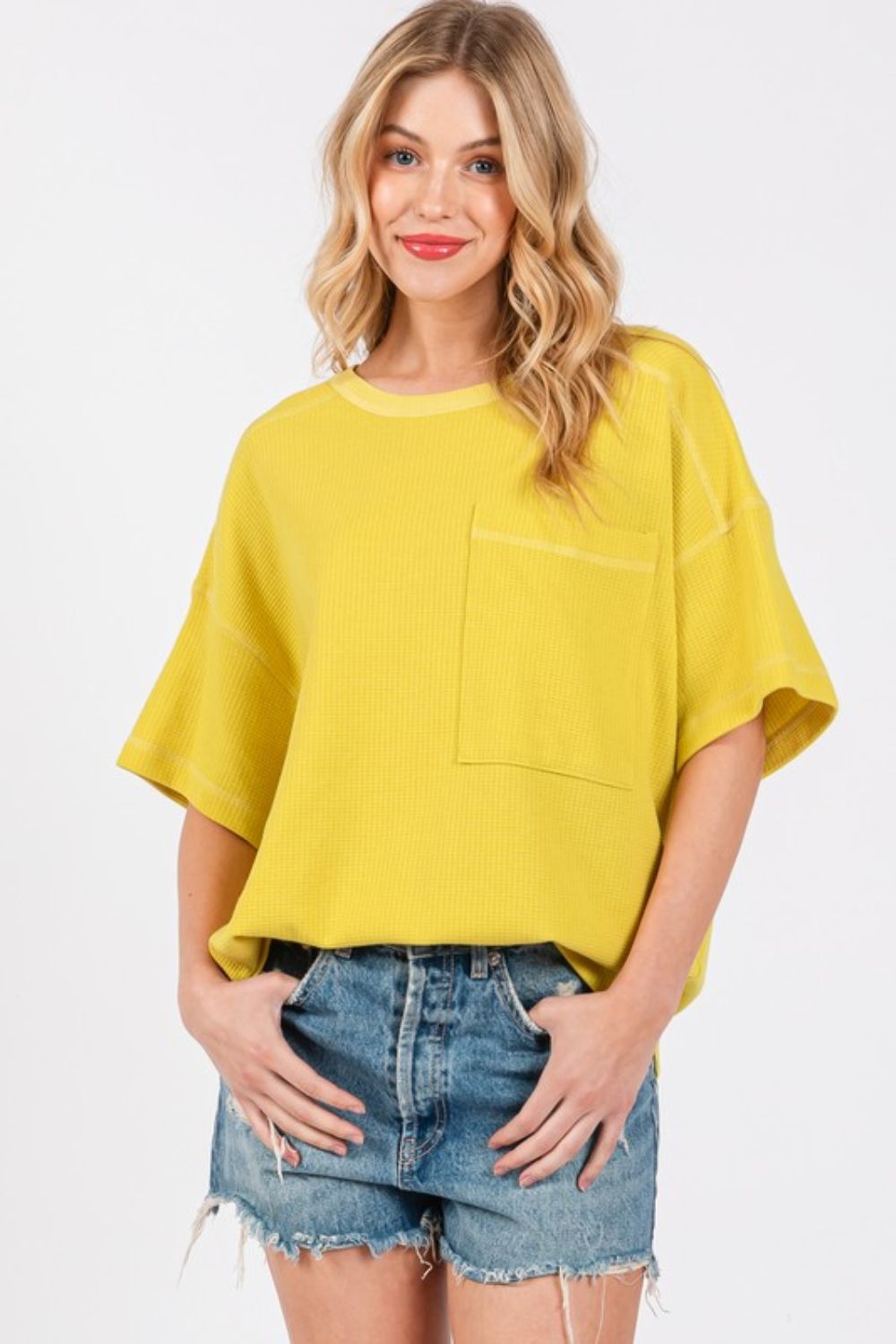 Cesfemme Textured Drop Shoulder T-Shirt