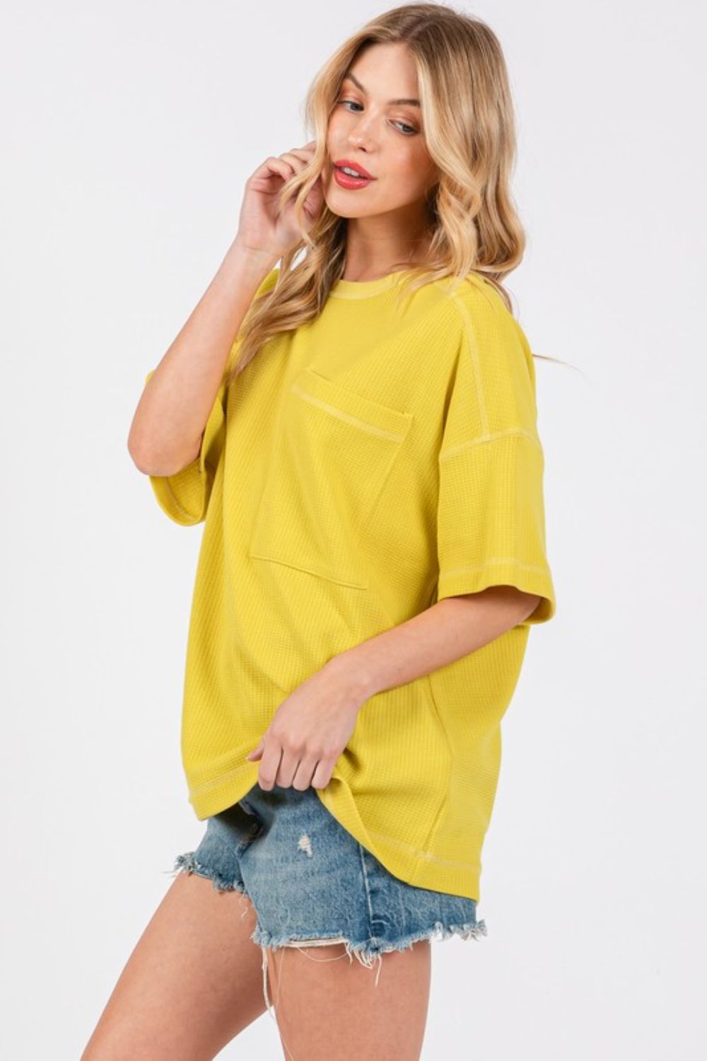 Cesfemme Textured Drop Shoulder T-Shirt