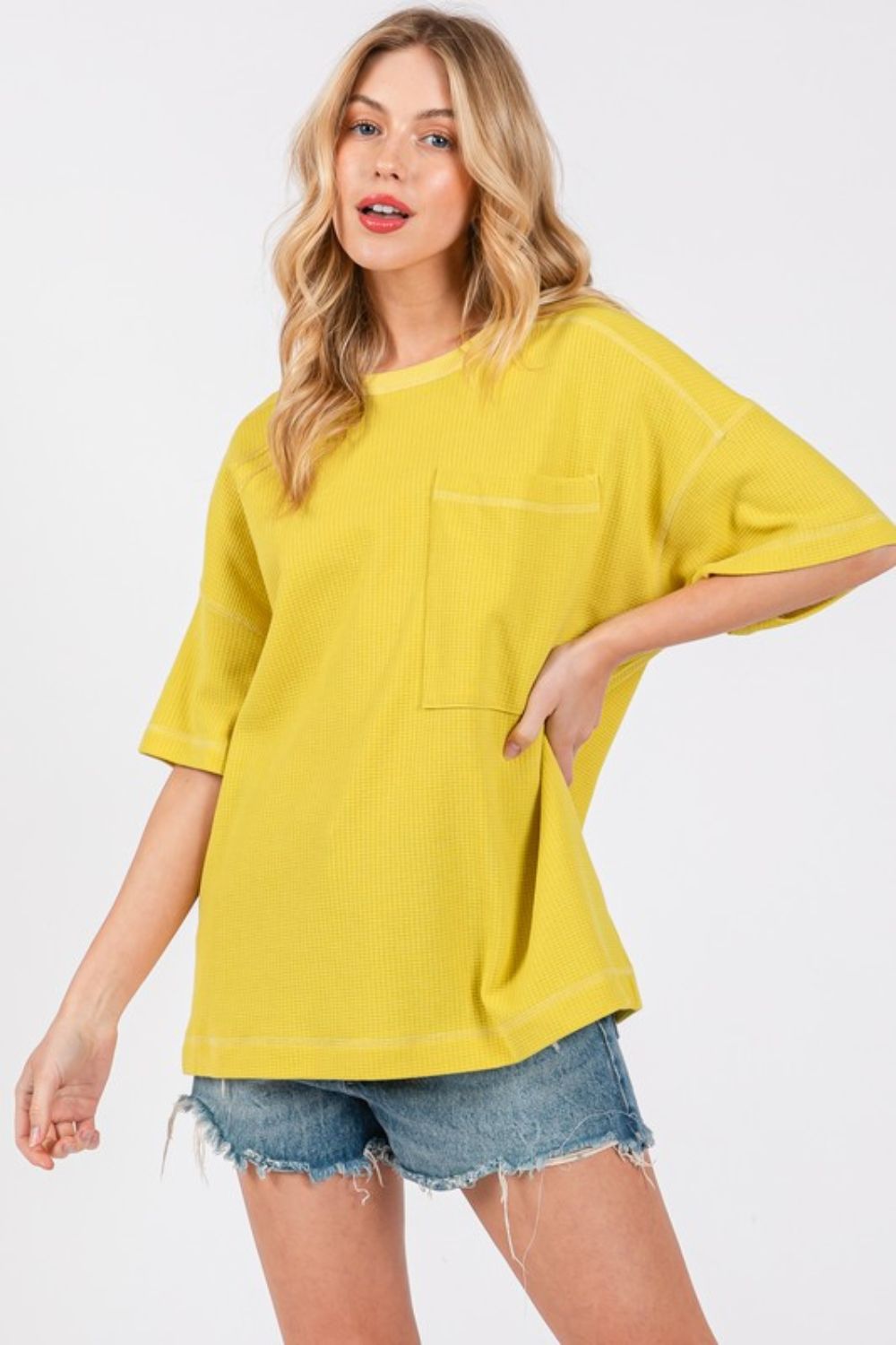 Cesfemme Textured Drop Shoulder T-Shirt